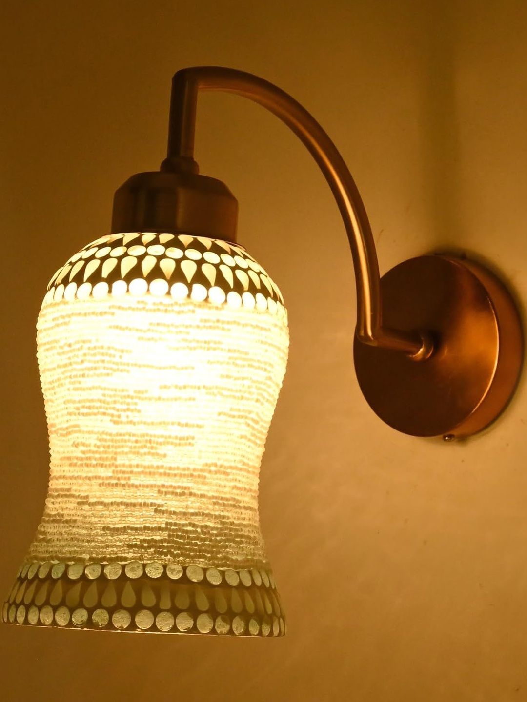 1ST TIME White Printed Glass Cylinder Decorative Wall Lamp