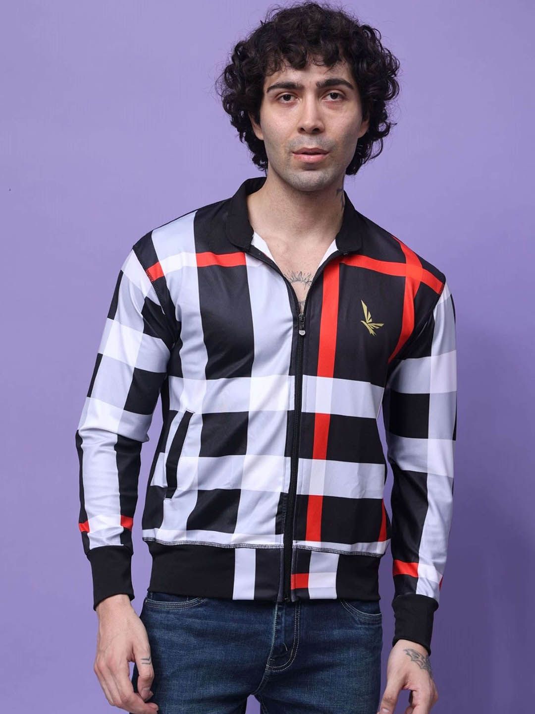 YELLOW TREE Men Checked Lightweight Bomber Jacket