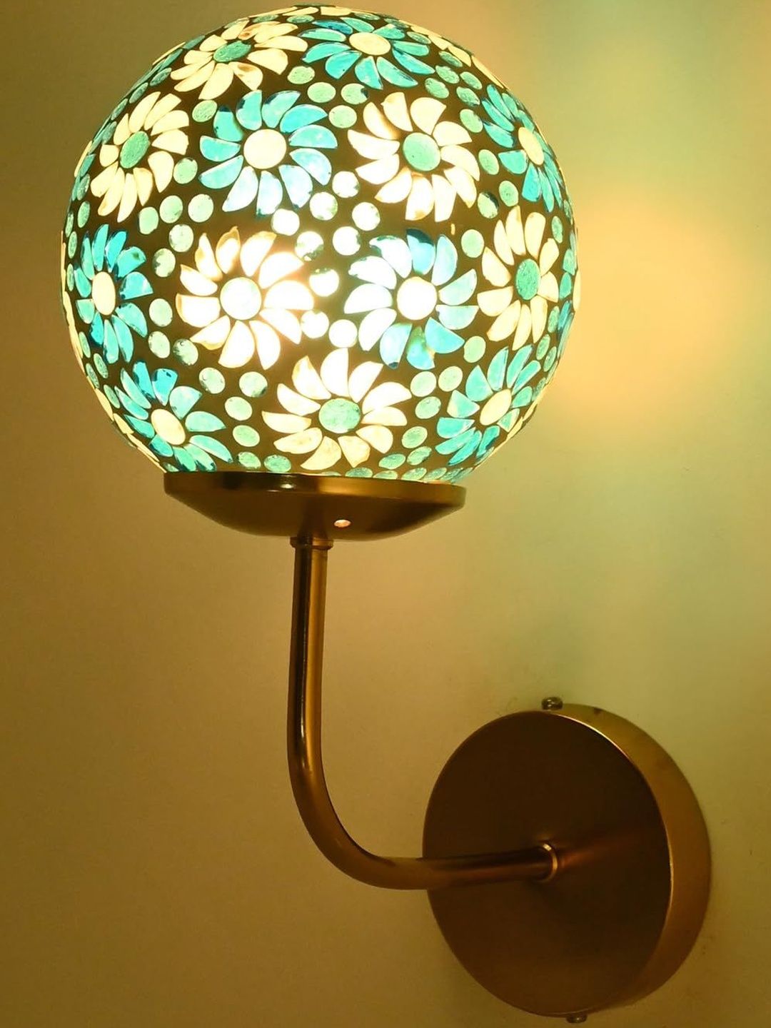 1ST TIME Blue & White Printed Glass Traditional Cylinder Shaped Wall Lamp