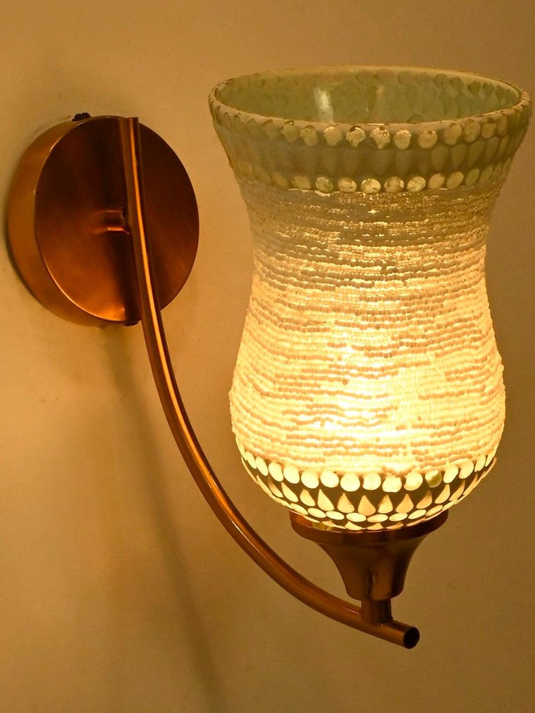 1ST TIME White & Blue Printed Glass Traditional Cylinder Wall Lamps Wall Lamps