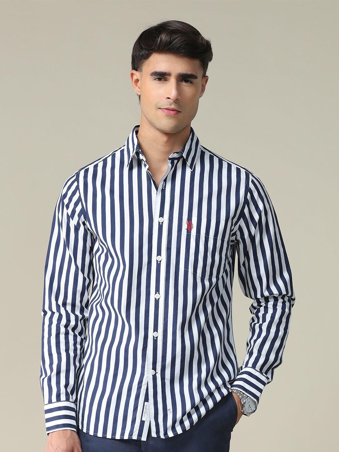 Buy U.S. Polo Assn. Vertically Striped Casual Pure Cotton Shirt