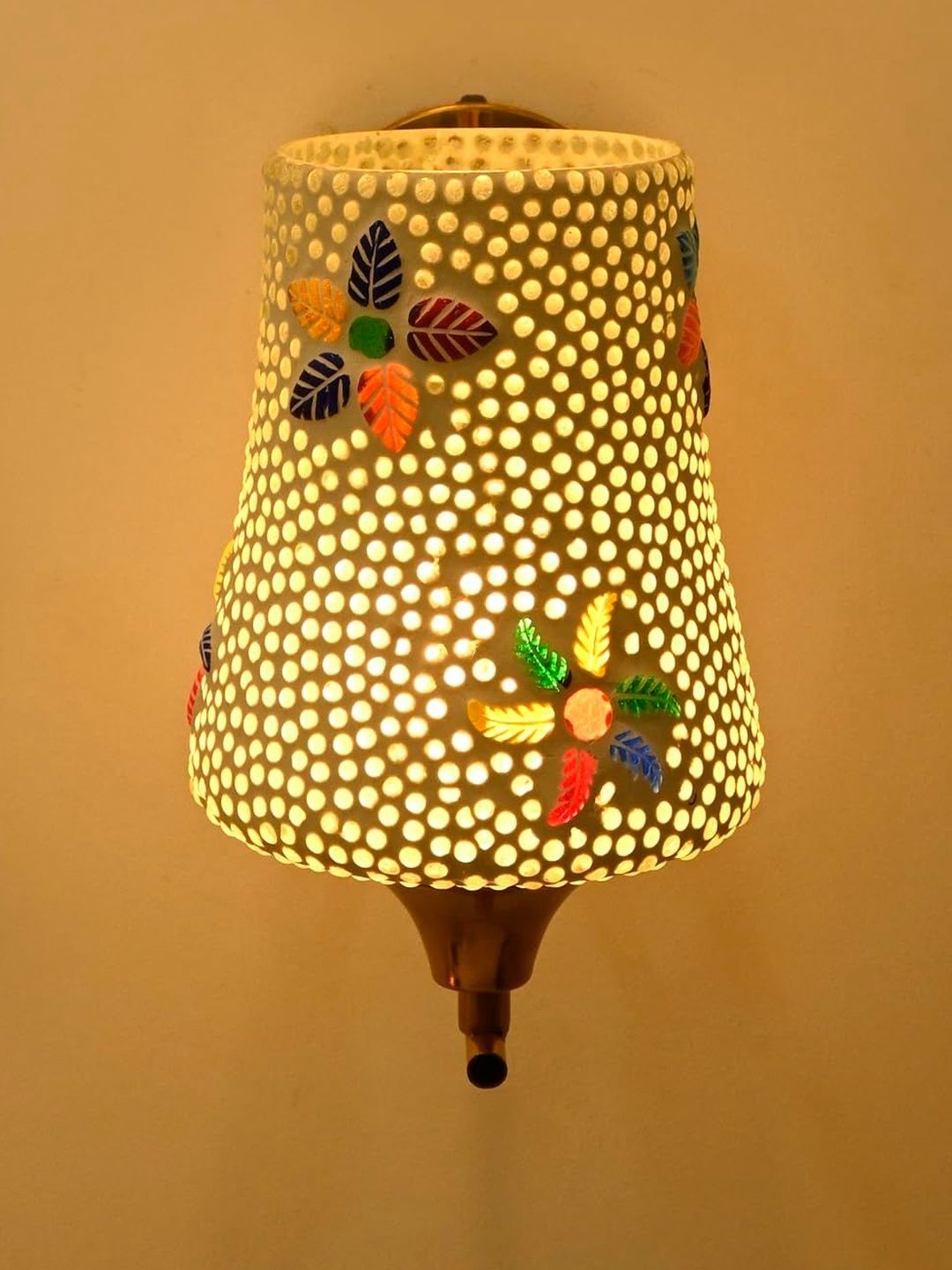 1ST TIME Gold-toned & White Printed Traditional Cylinder Wall Lamp