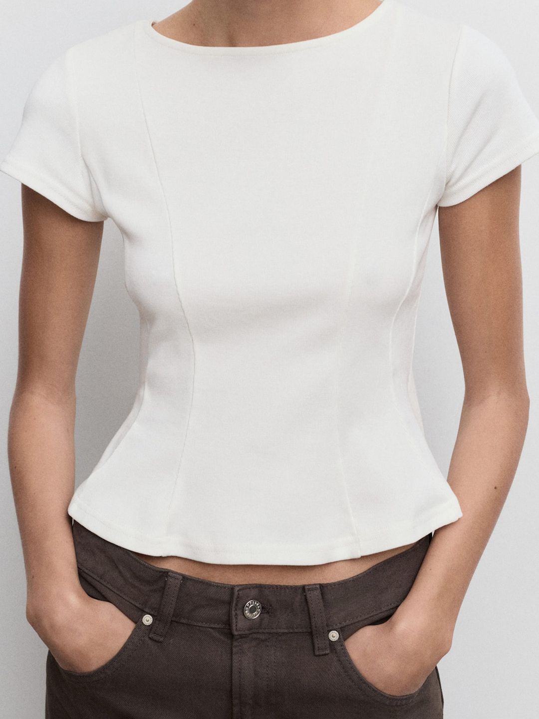 Pure Cotton Panelled Peplum Top