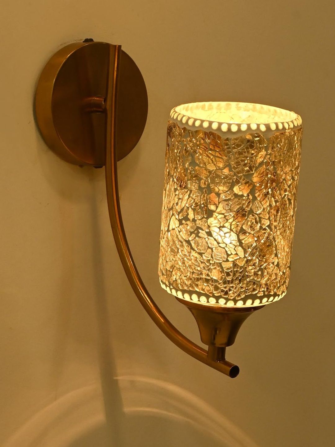 1ST TIME Blue & White Printed Glass Cylinder Shaped Wall Lamp