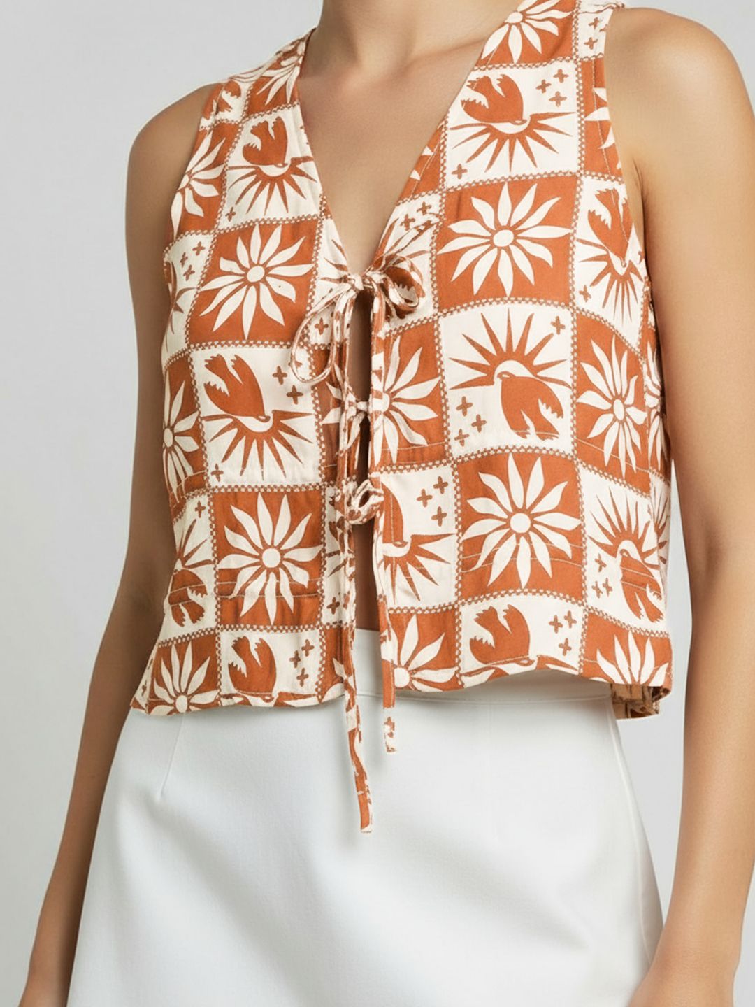 Buy Ethnic Motif V-Neck Crop Vest Top - Tops for Women 35168313