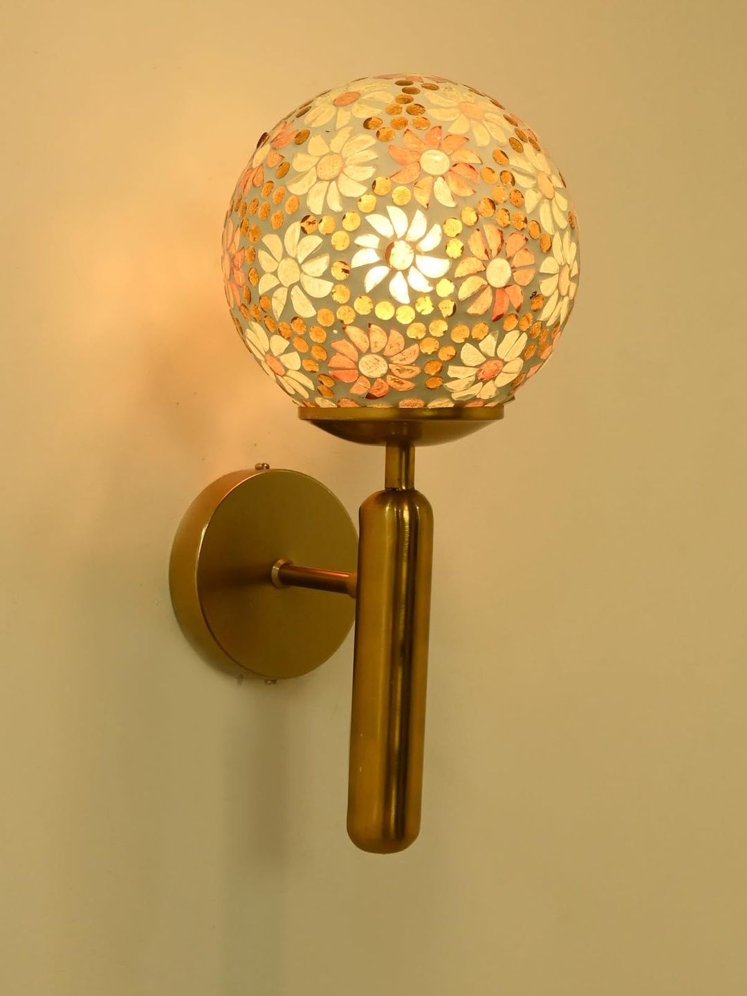 1ST TIME Red & White Printed Glass Traditional Cylinder Wall Lamps Wall Lamps