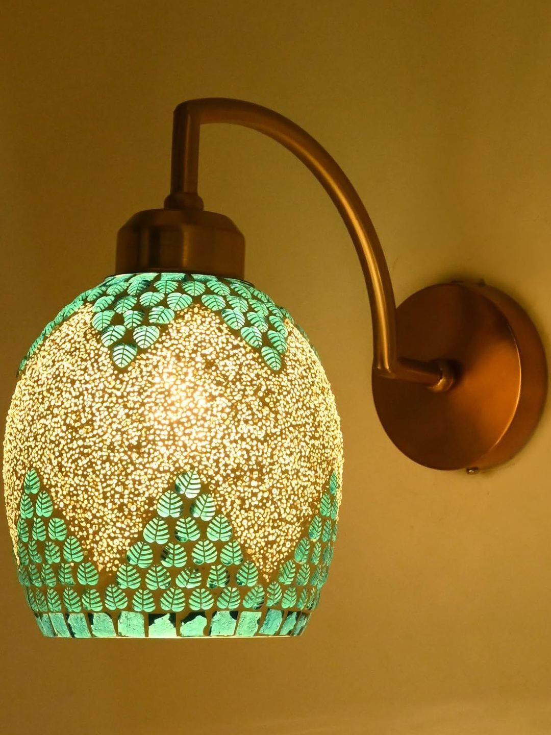 1ST TIME Blue & White Printed Glass Wall Lamp