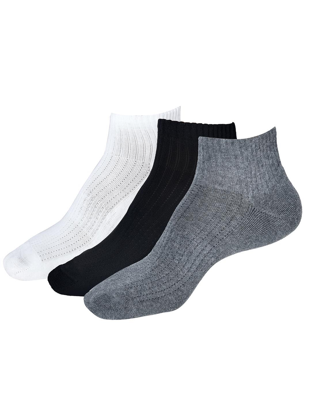 ROYAL SON Pack Of 3 Ankle Length Cushioned Sole Breathable Mesh Socks