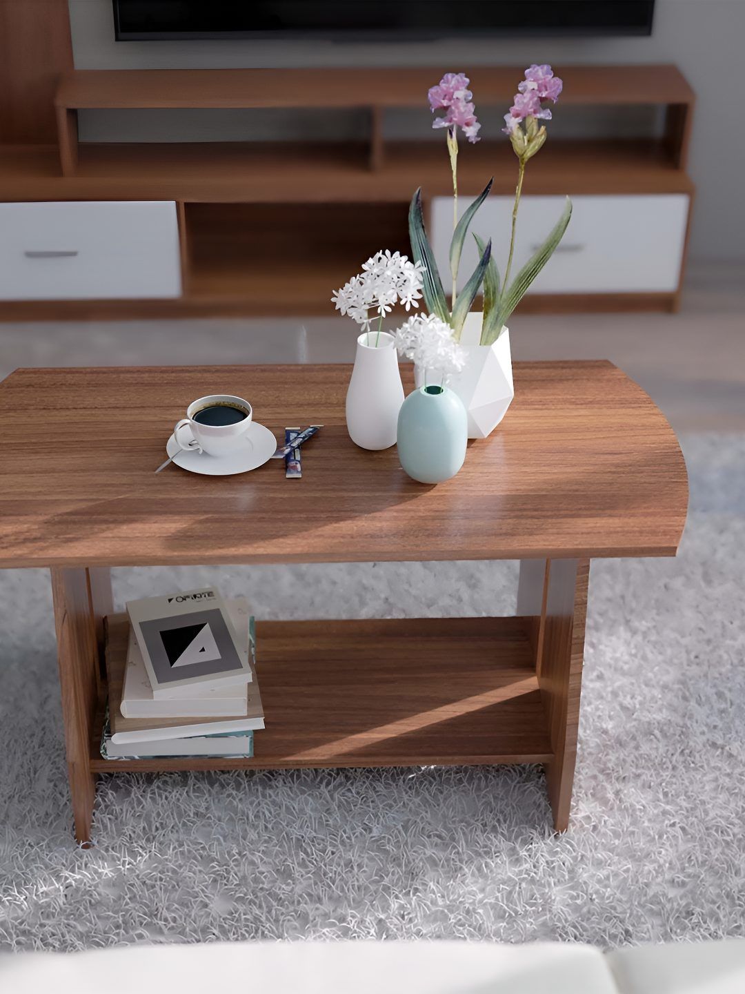 Buy neuspace Leon Teak Brown Rectangular Engineered Wooden Coffee