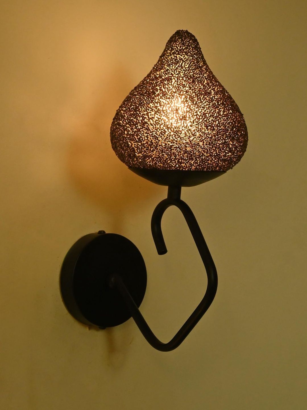 1ST TIME Black & Black Textured Glass Cylinder Shaped Wall Lamp