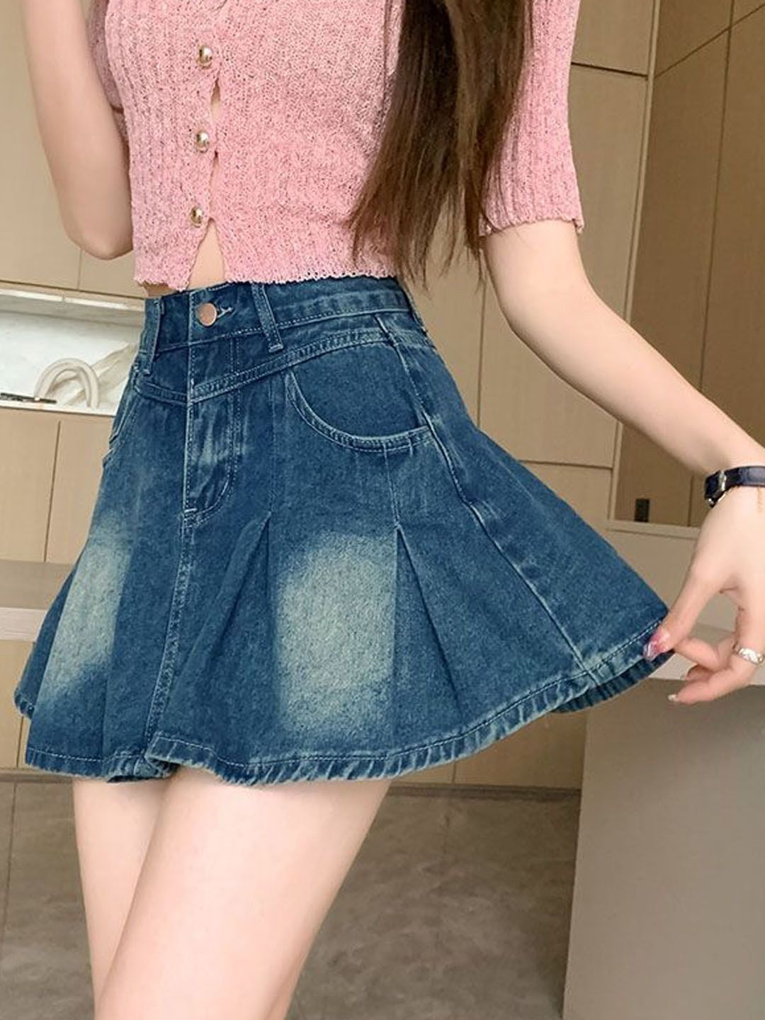 Buy StyleCast Women Mid-Rise Peplum Denim Mini Skirt - Skirts for