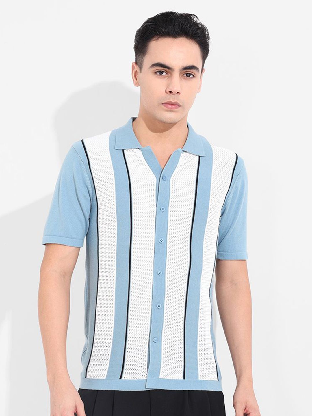 The Indian Garage Co Striped Spread Collar Cotton Slim Fit Shirt