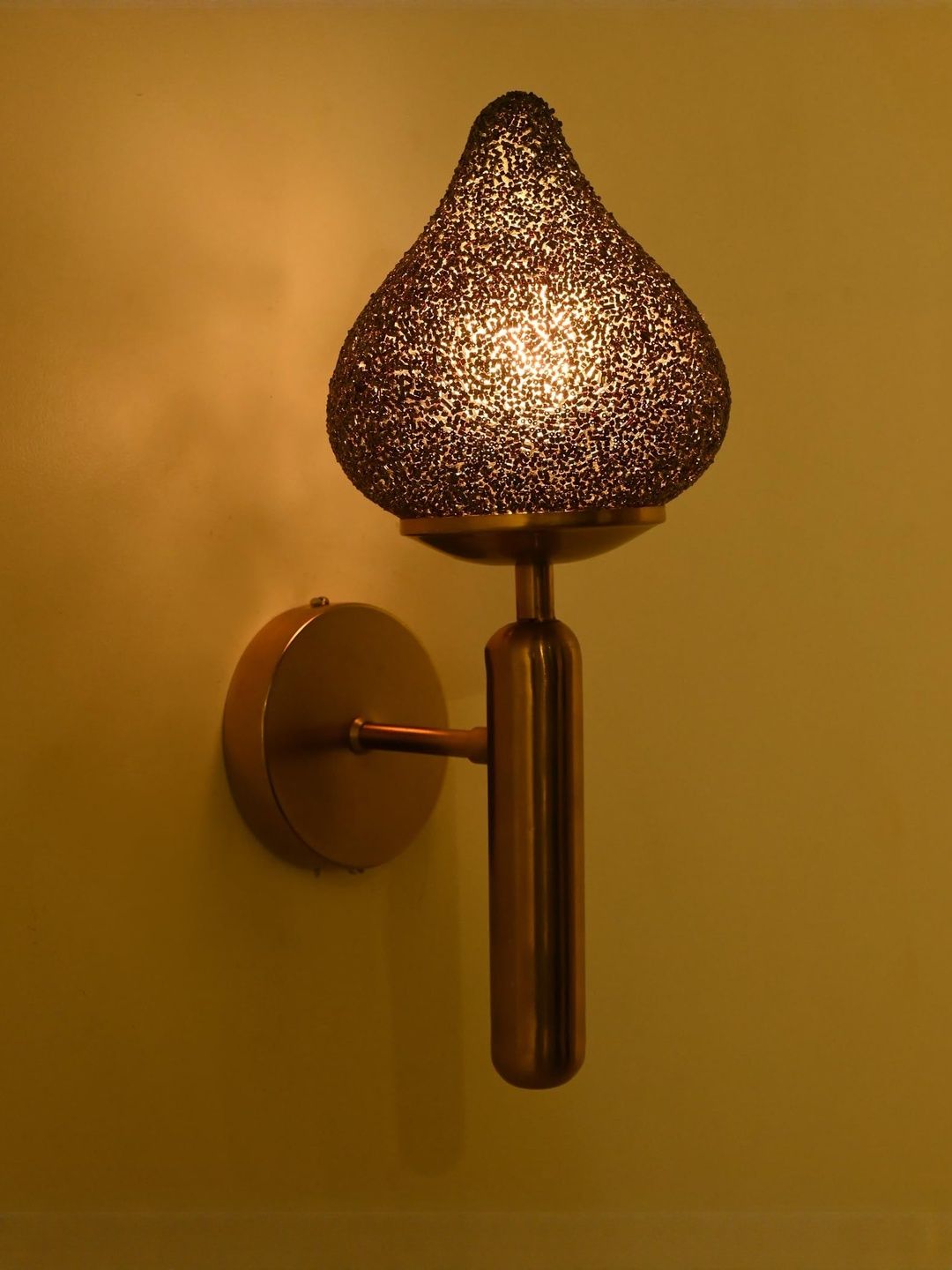 1ST TIME Black & Yellow Printed Glass Cylinder Wall Lamp