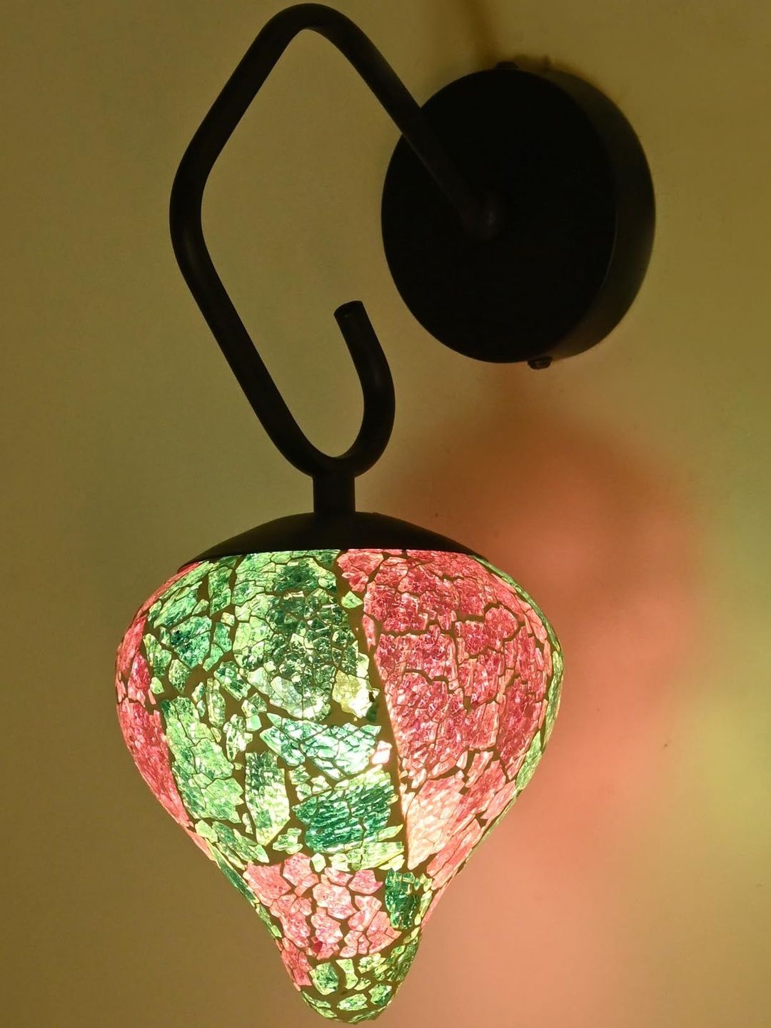1ST TIME Pink & Blue Printed Glass Traditional Cylinder Shaped Wall Lamp