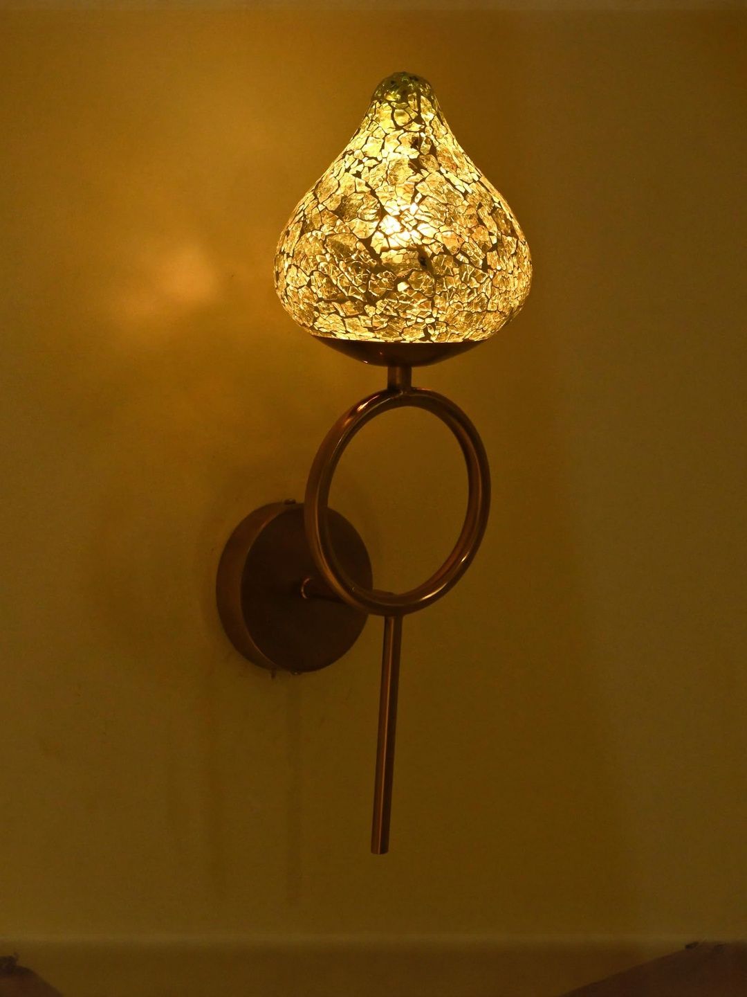 1ST TIME Blue & White Glass Cylinder Shaped Textured Wall Lamp