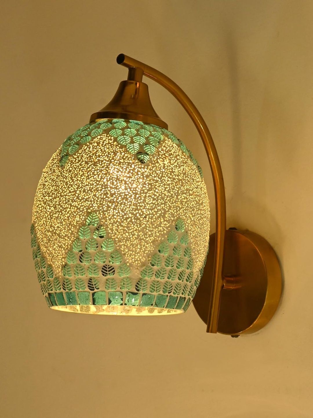 1ST TIME Blue & White Printed Glass Traditional Cylinder Shaped Wall Lamp