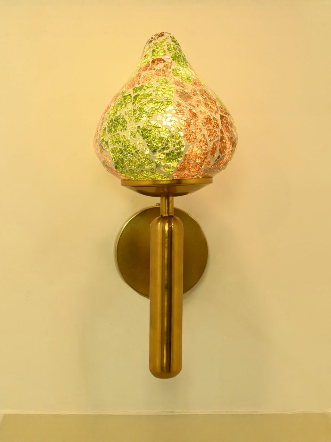 1ST TIME Green & Orange Printed Glass Traditional Cylinder Wall Lamps Wall Lamps