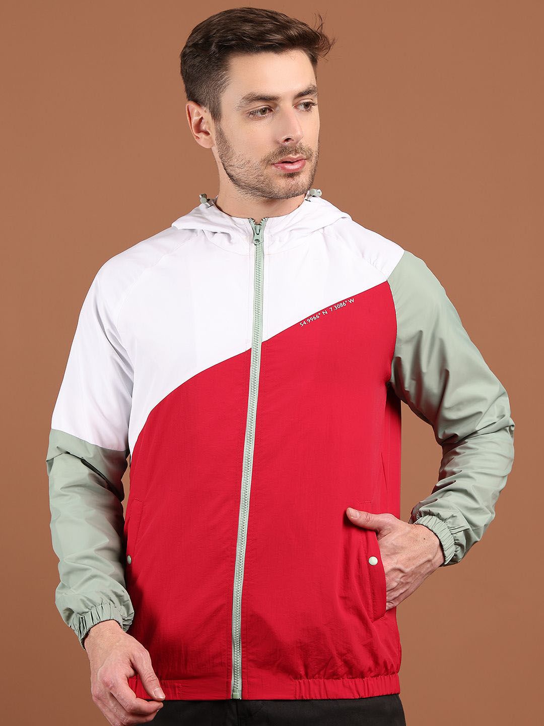 HOUSE OF VEDAS Colourblocked Windcheater Outdoor Sporty Jacket