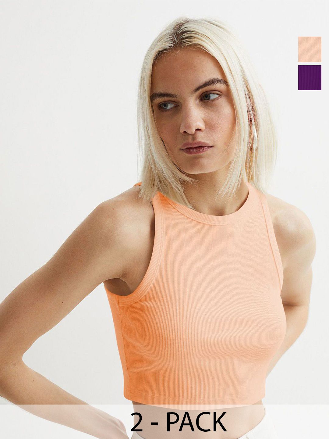 Buy TOOCHKI Women Pack Of 2 Ribbed Sleeveless Tank Crop Top - Tops