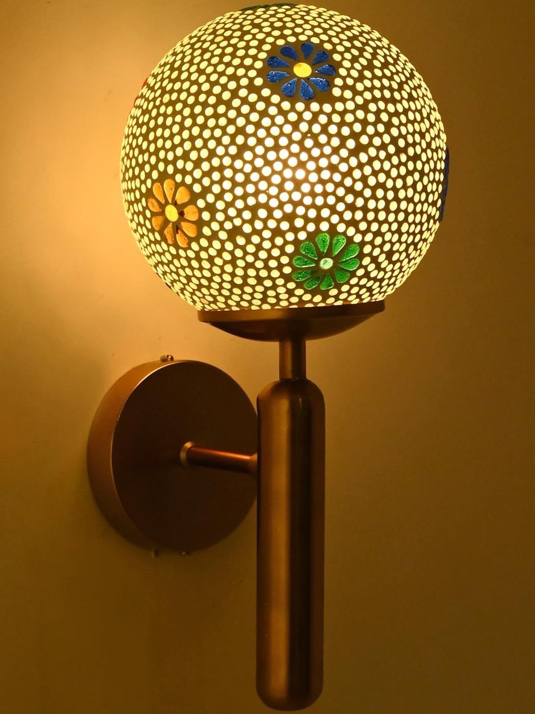 1ST TIME Multi Printed Glass Cylinder Shaped Decorative Wall Lamp