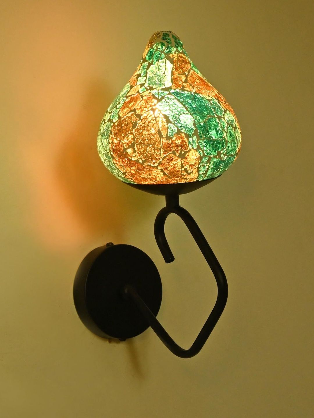 1ST TIME Blue & Orange Printed Glass Wall Lamp