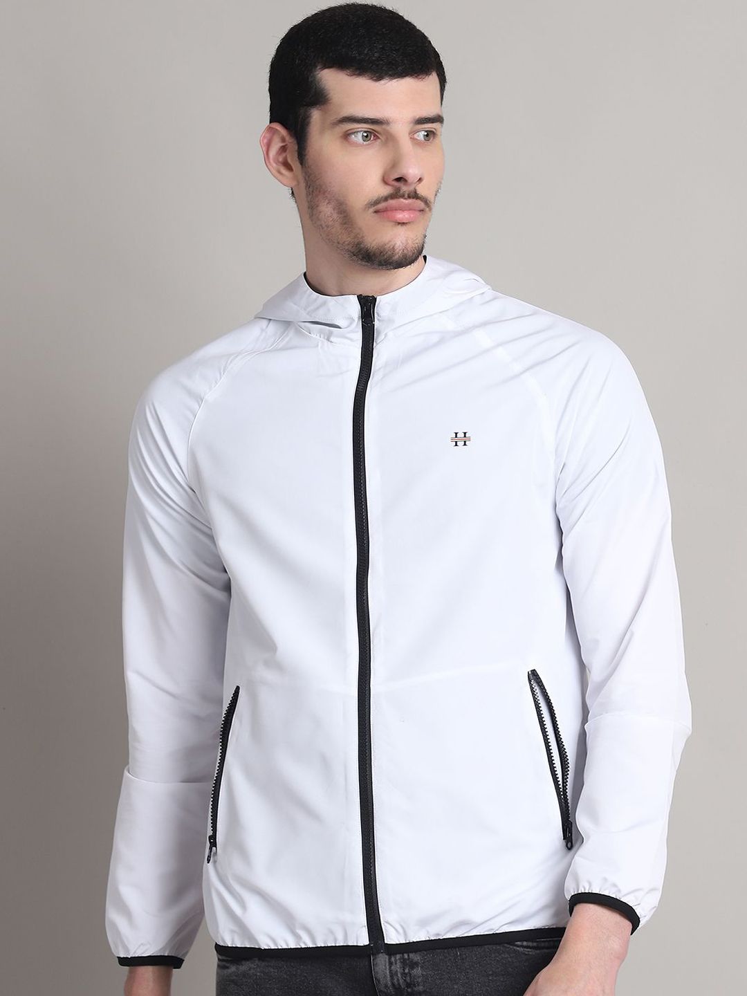 HOUSE OF VEDAS Men Hooded Solid Windcheater Sporty Jacket
