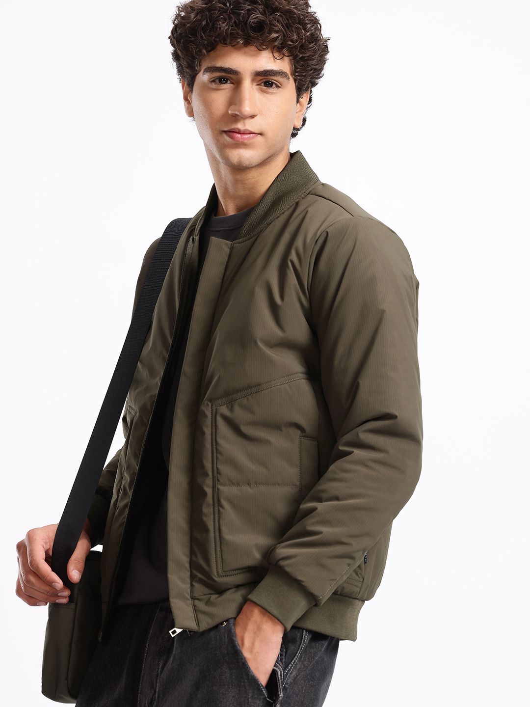 Aeropostale Checked Mock Collar Padded Jacket