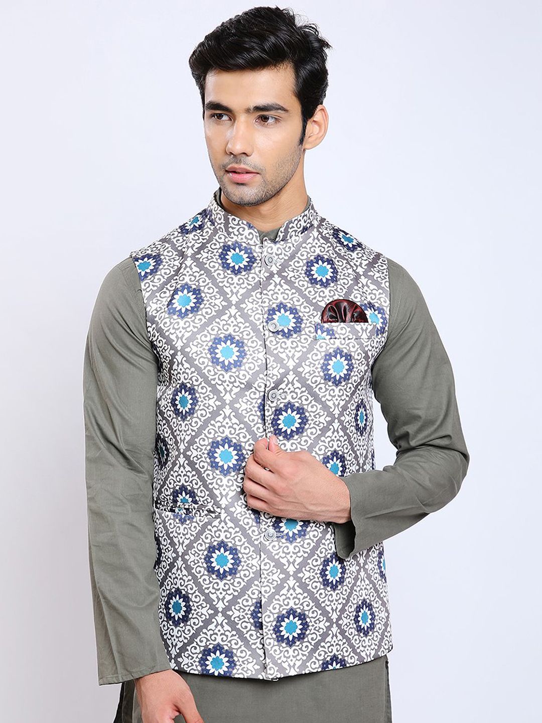 Awadhshree Men Printed Nehru Jacket