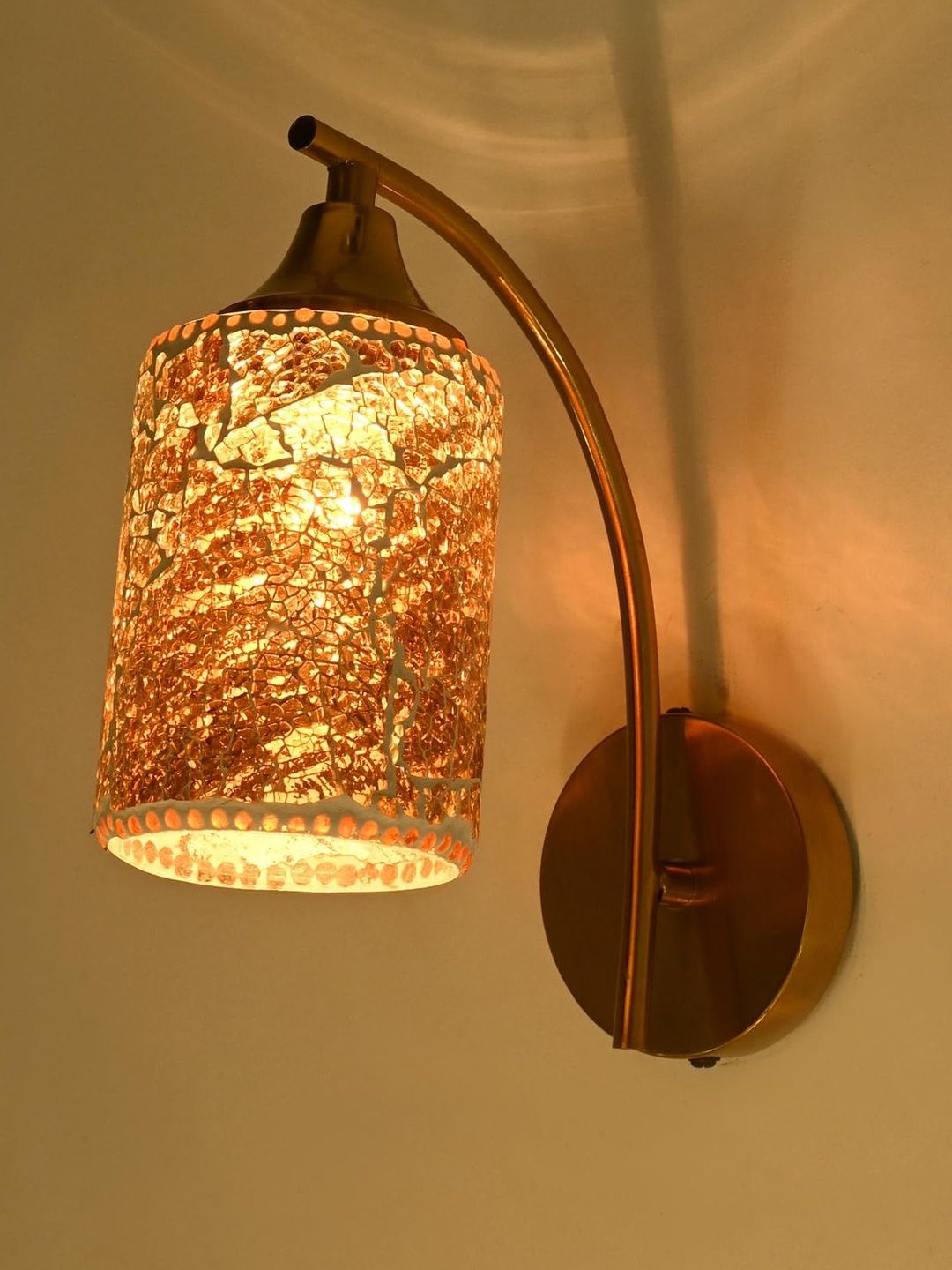 1ST TIME Orange Printed Glass Traditional Cylinder Shaped Wall Lamp