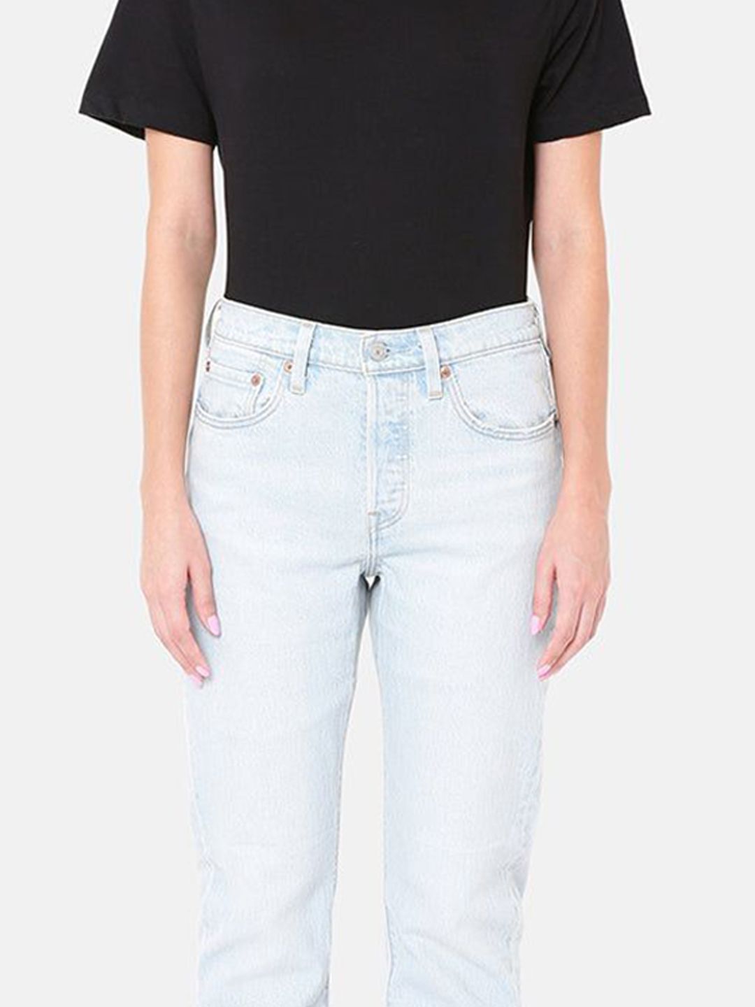 501 Light Indigo Straight Fit High Rise Jeans