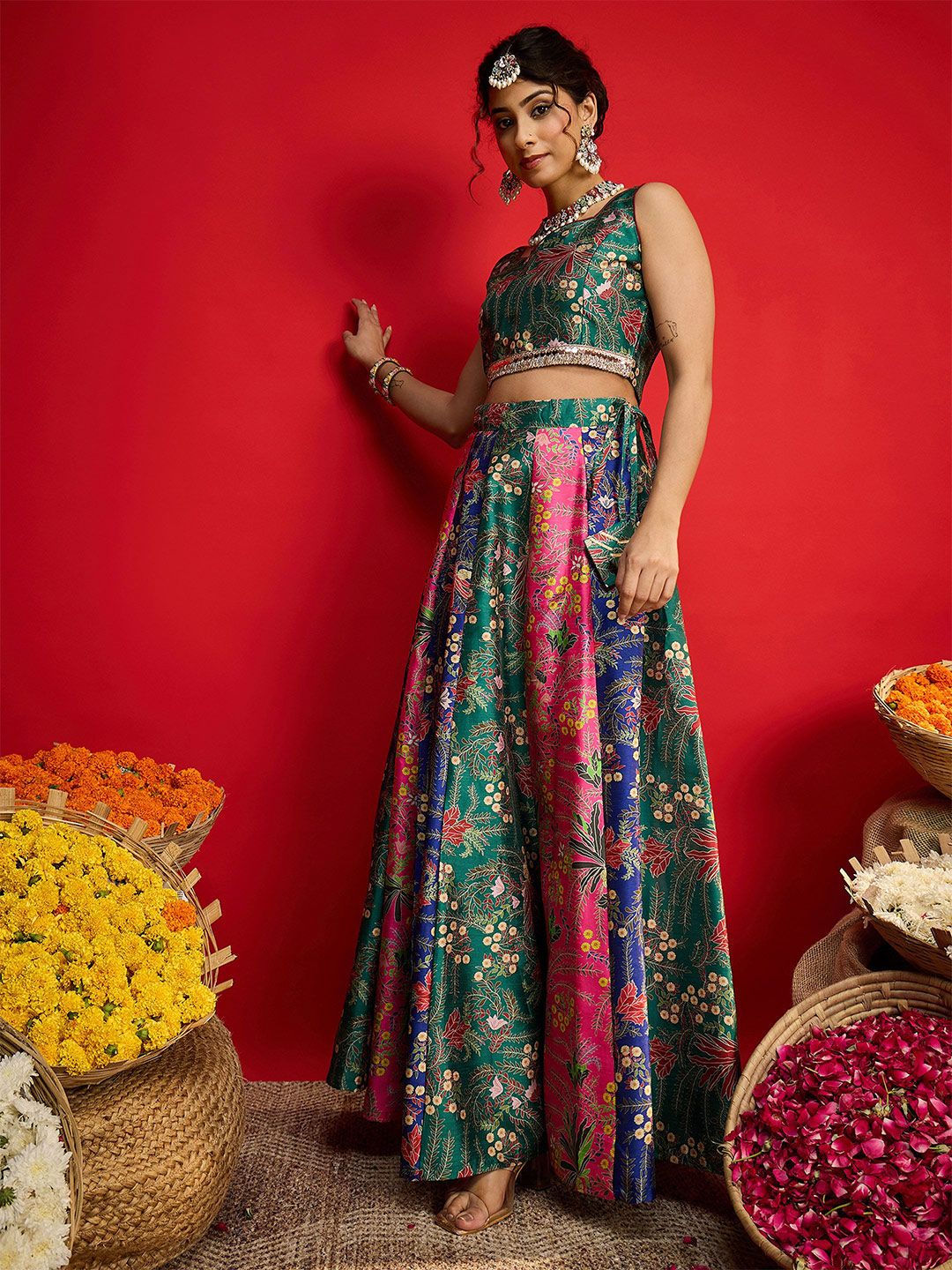 Shae by SASSAFRAS Printed Sequinned Ready To Wear Lehenga Choli