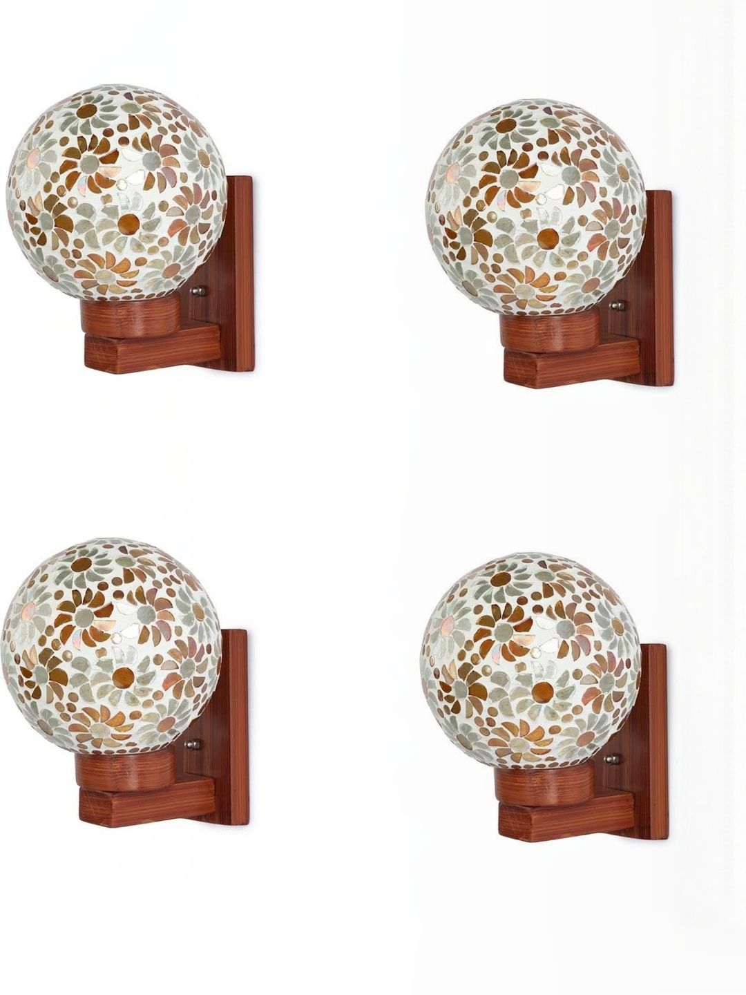 1ST TIME Set Of 4 Orange & White Solid Glass Wall Lamps