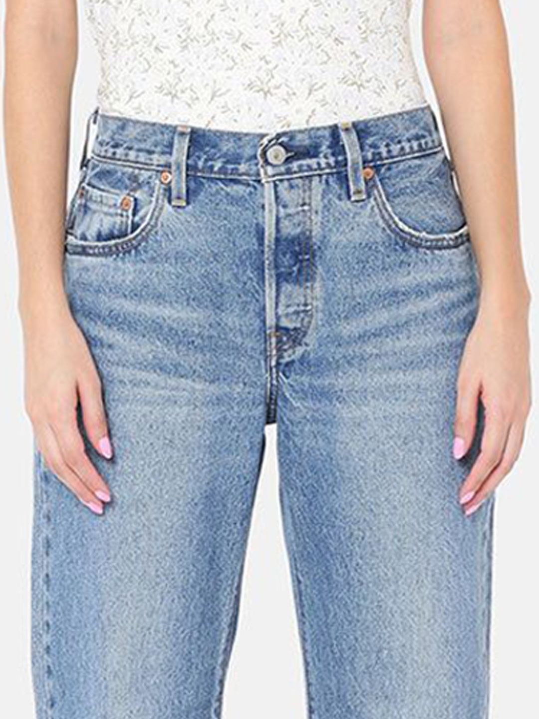 Cotton Classic straight fit Mid-Rise Light Fade Jeans