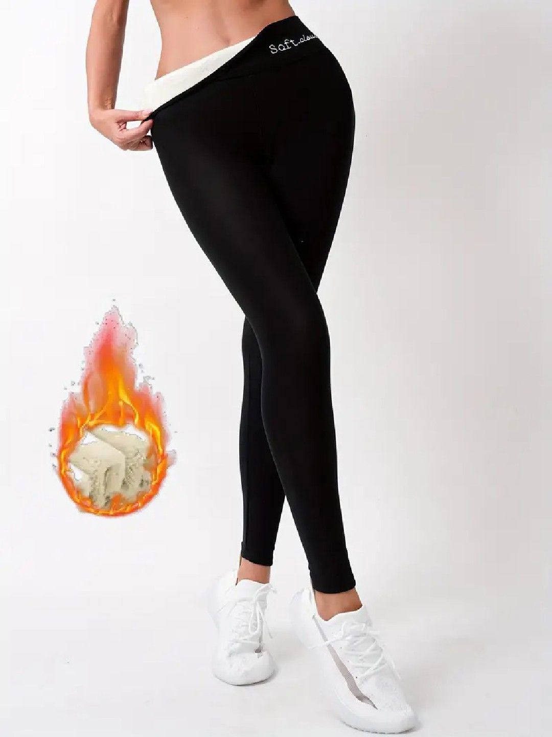 1TO FINITY Women Slim-Fit Warm Thick Fur Lined Winter Thermal Bottoms