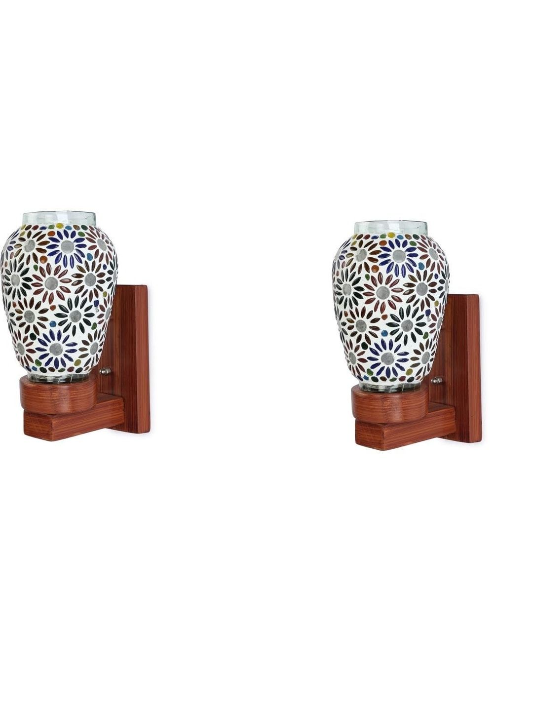 1ST TIME Brown 2 Pieces Glass Traditional Cylinder Wall Lamps Wall Lamps