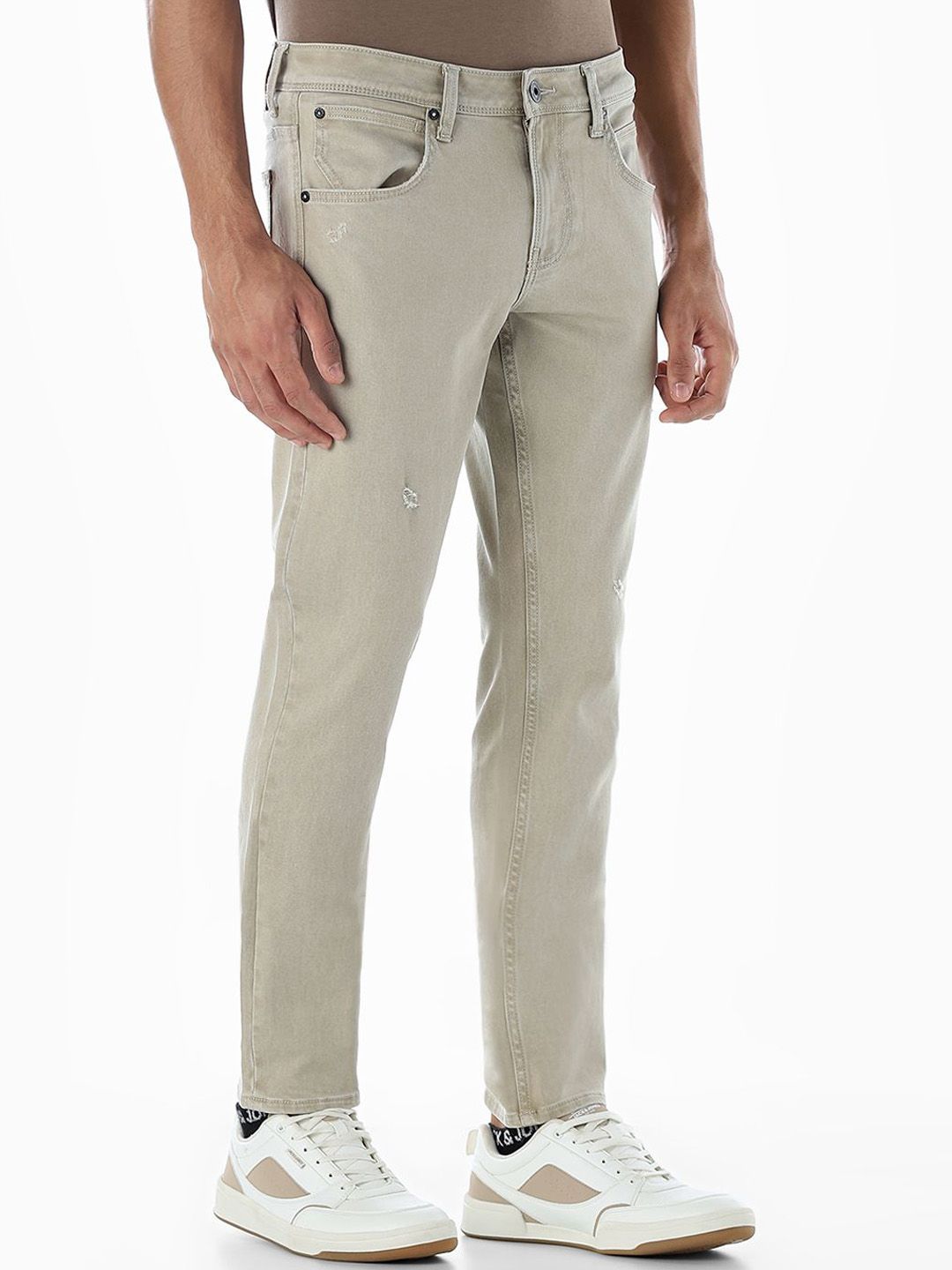 Slim Fit Low-Rise Low Distress Light Fade Stretchable Jeans