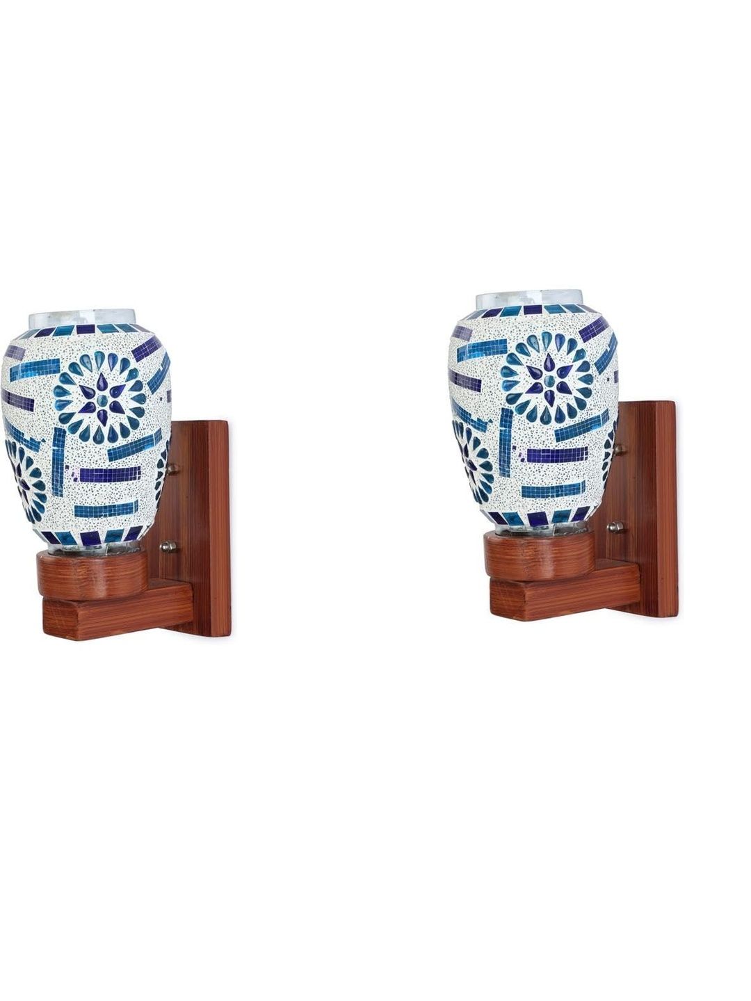 1ST TIME Blue & White Solid Glass Traditional Cylinder Wall Lamps Wall Lamps