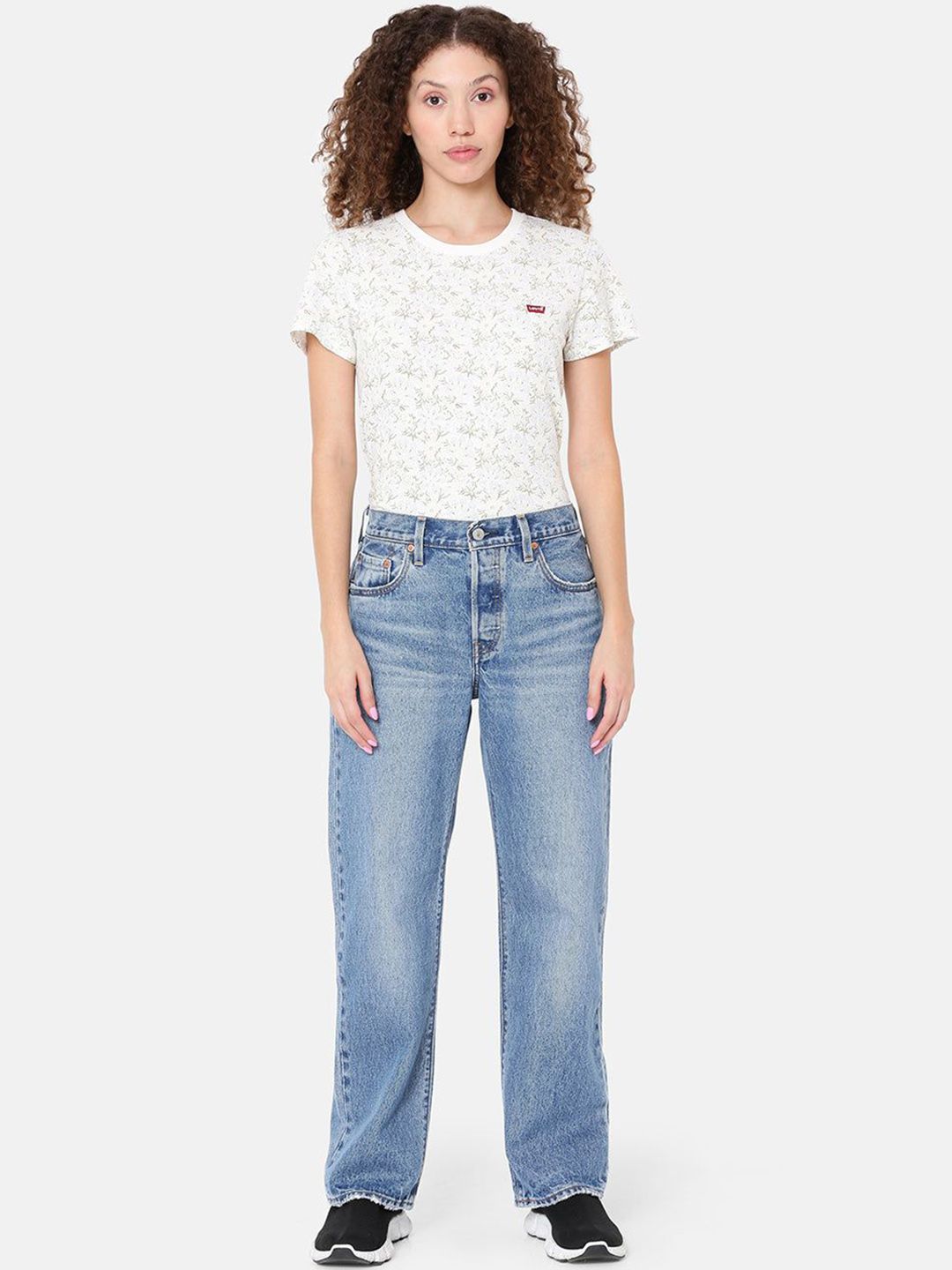 Cotton Classic straight fit Mid-Rise Light Fade Jeans