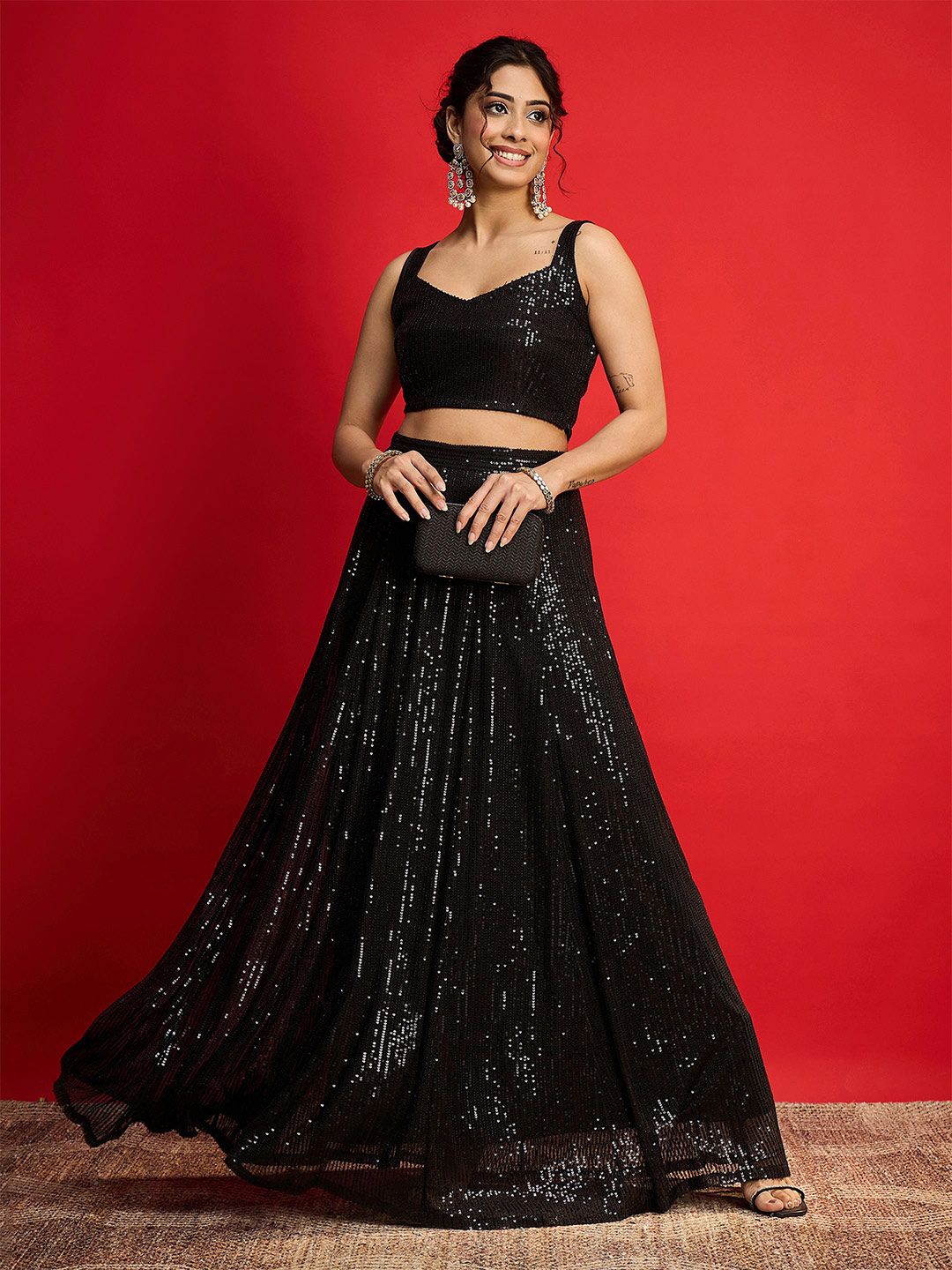 Shae by SASSAFRAS Embellished Sequinned Velvet Ready To Wear Lehenga & Blouse