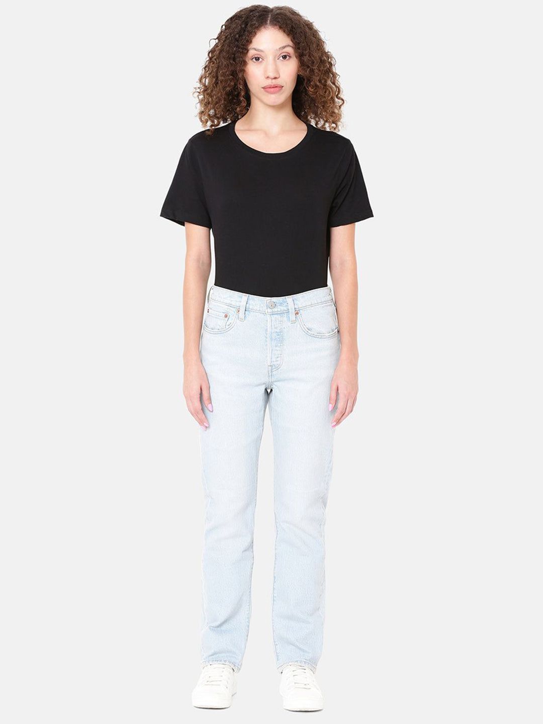 501 Light Indigo Straight Fit High Rise Jeans