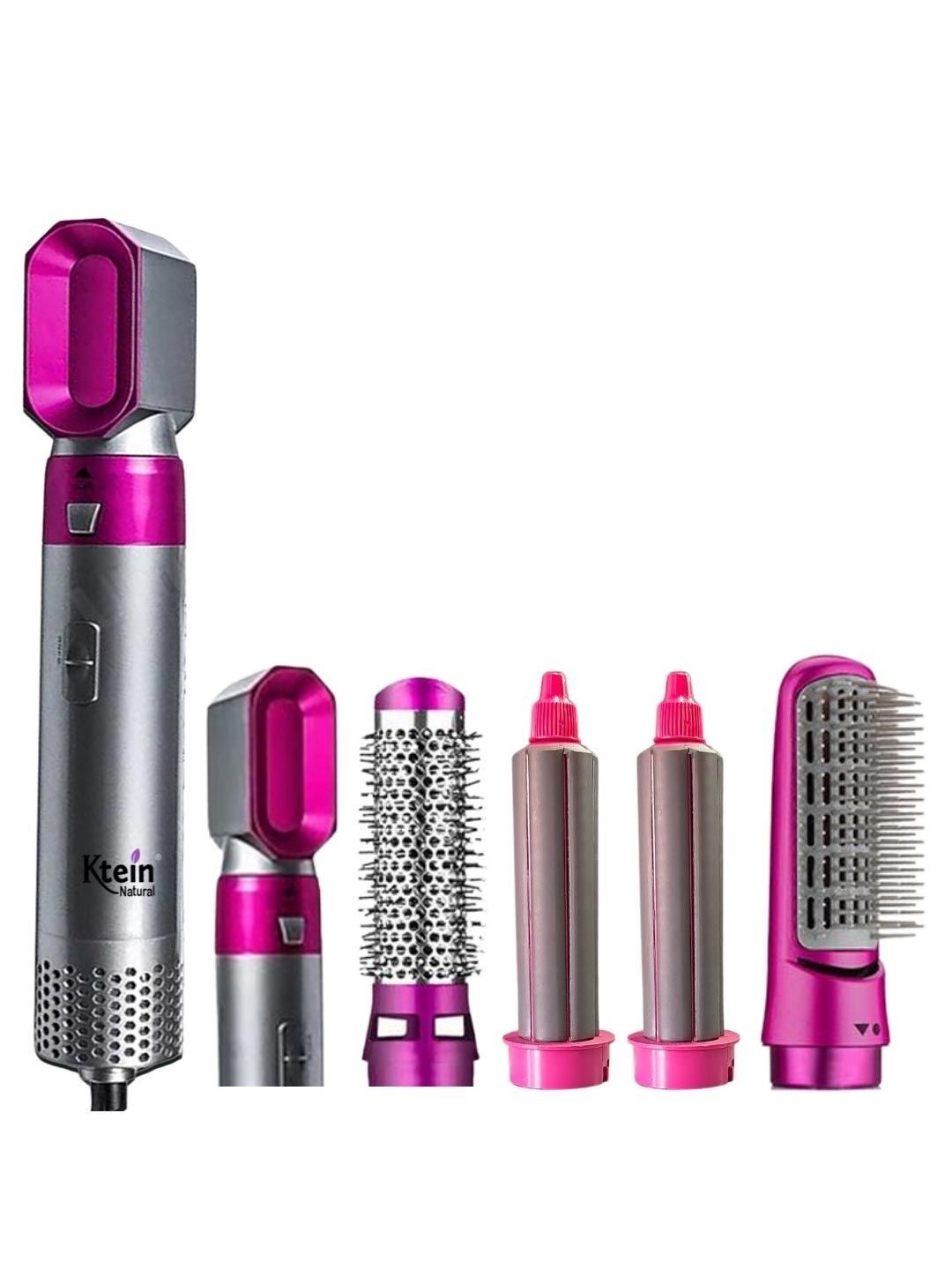 Ktein KT5IOS1 5-in-1 Hot Air Hair Styler with Straightening & Curling Brushes - Pink