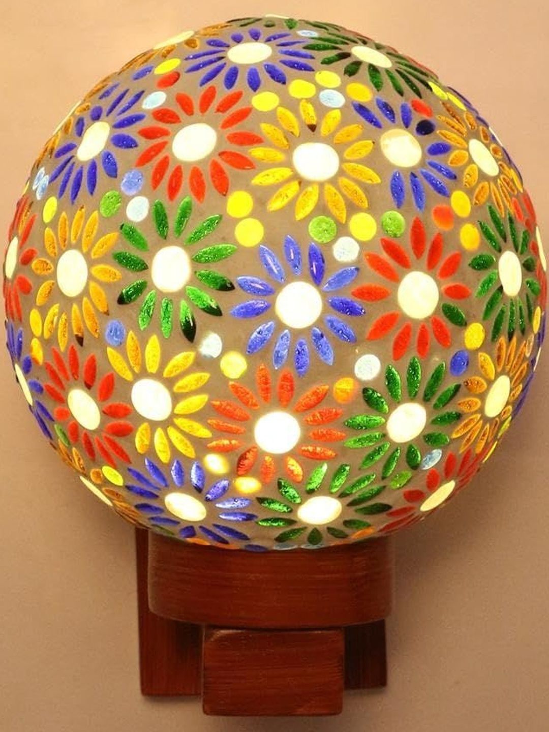 1ST TIME Pack of 4 Multicoloured Glass Traditional Spherical Shaped Wall Lamp