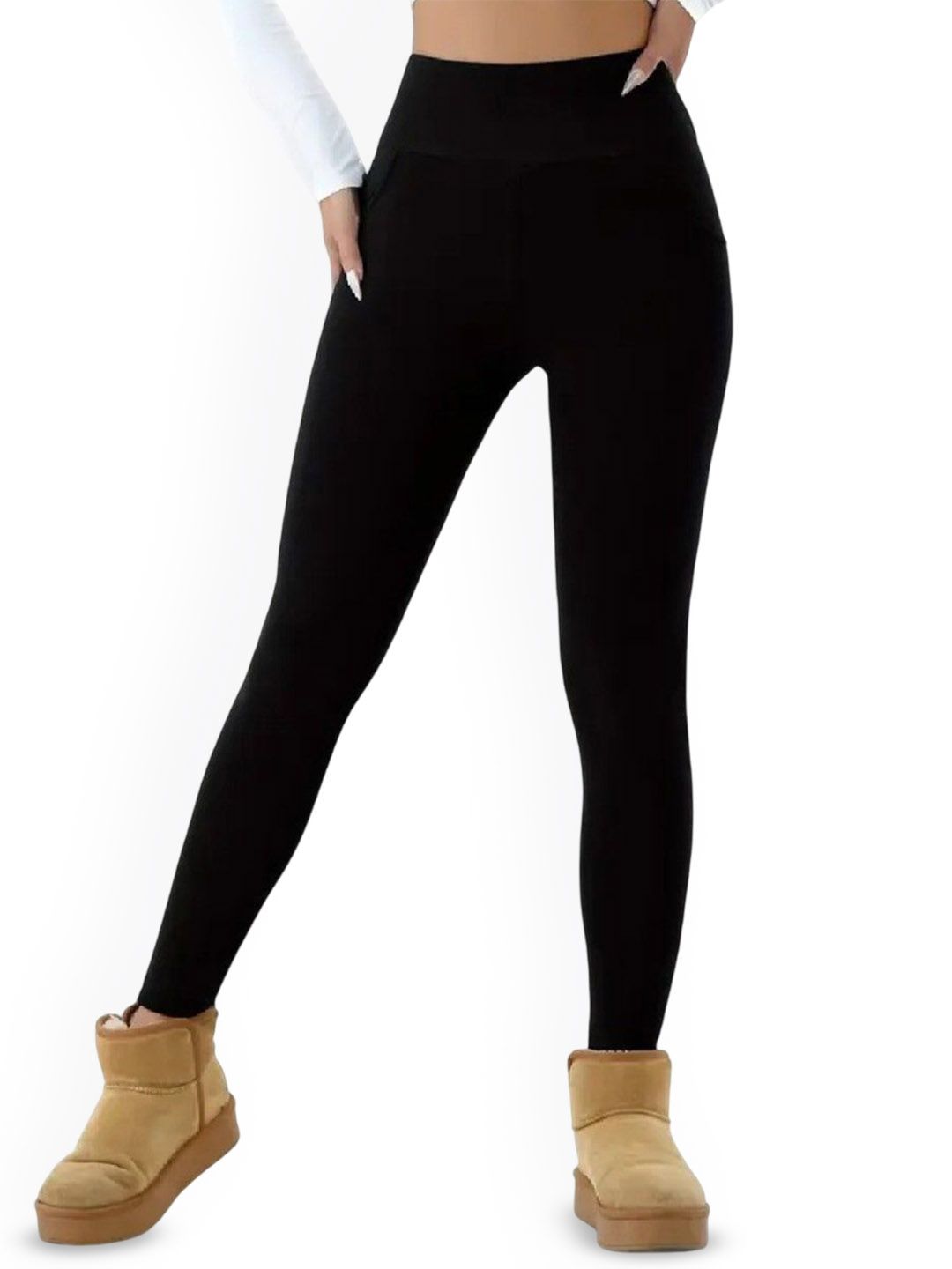 1TO FINITY Women Slim-Fit Warm Thick Fur Lined Winter Thermal Bottoms