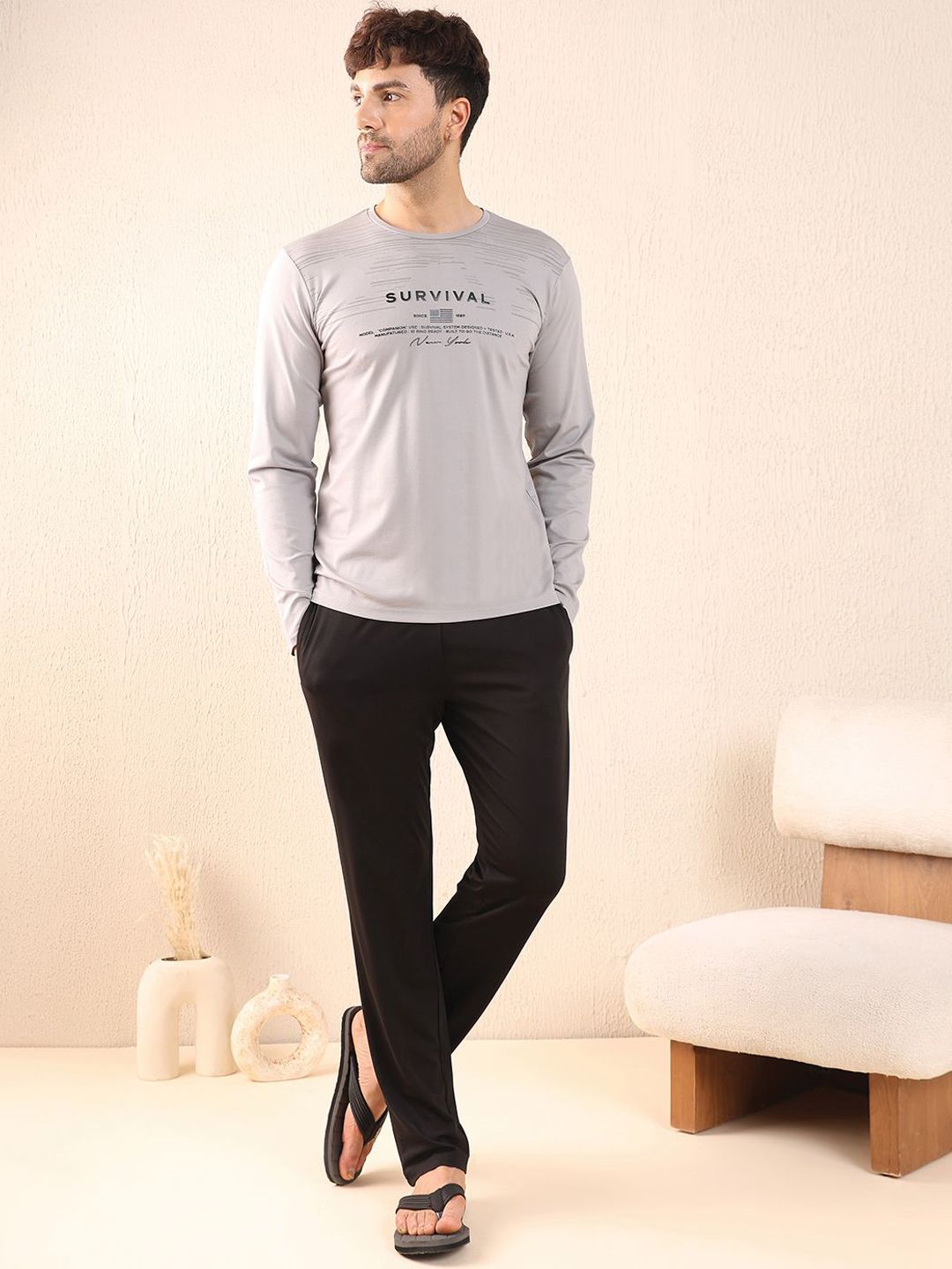 Sweet Dreams Printed Round Neck T Shirt and Pyjama Night Suit