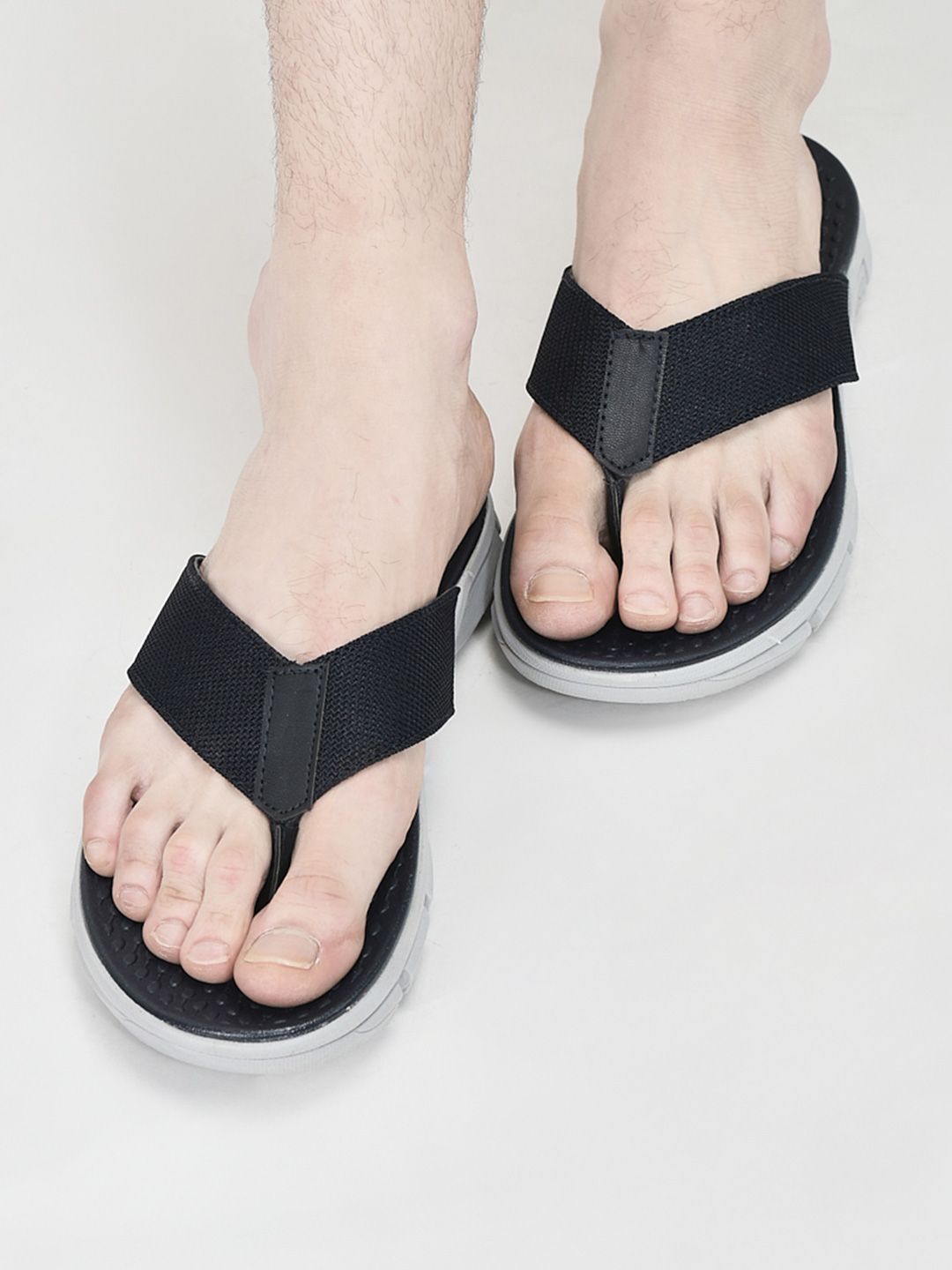 FAUSTO Men Blue & Grey Thong Flip-Flops