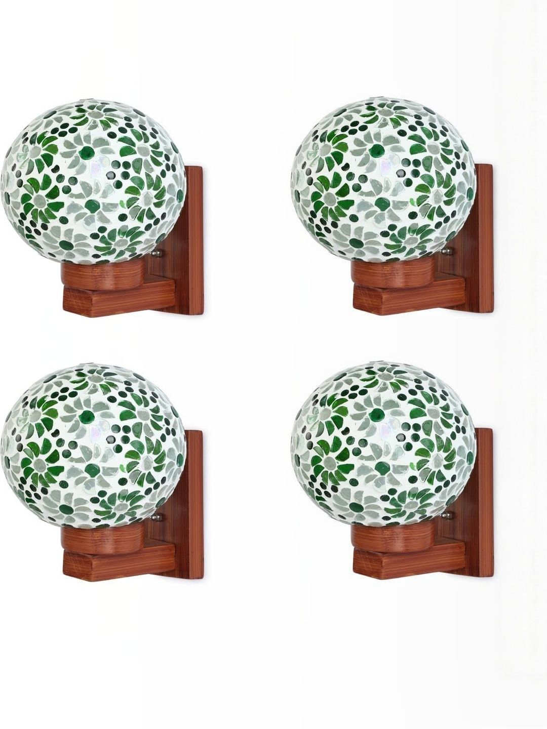 1ST TIME Green & White Glass Traditional Cylinder Shaped Wall Lamp