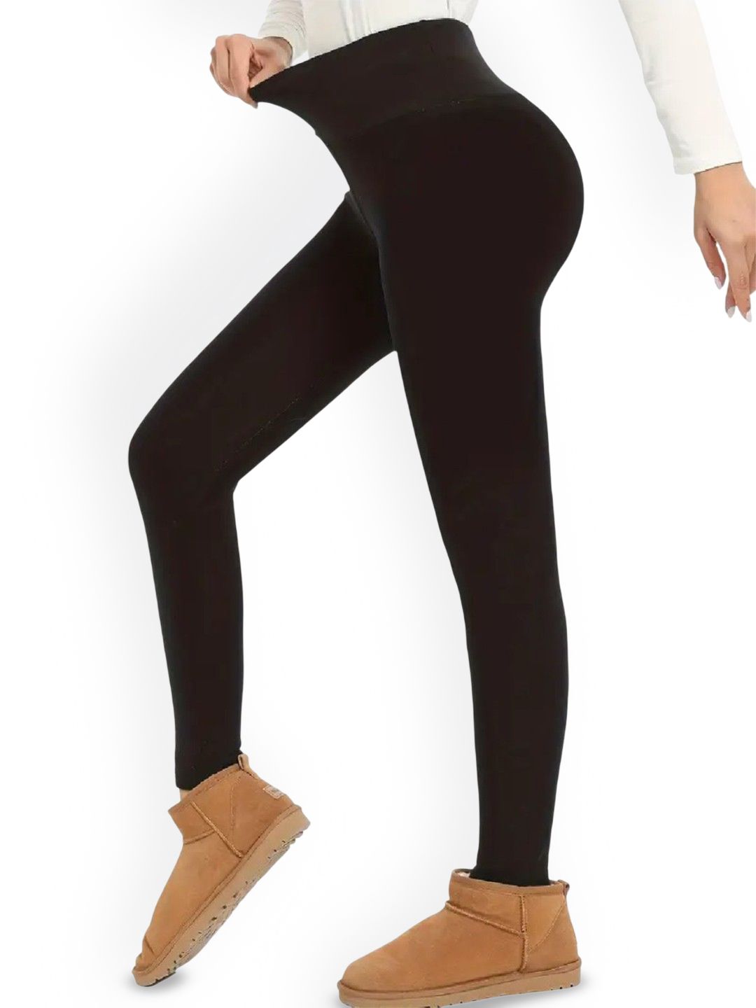 1TO FINITY Women Slim-Fit Warm Thick Fur Lined Winter Thermal Bottoms