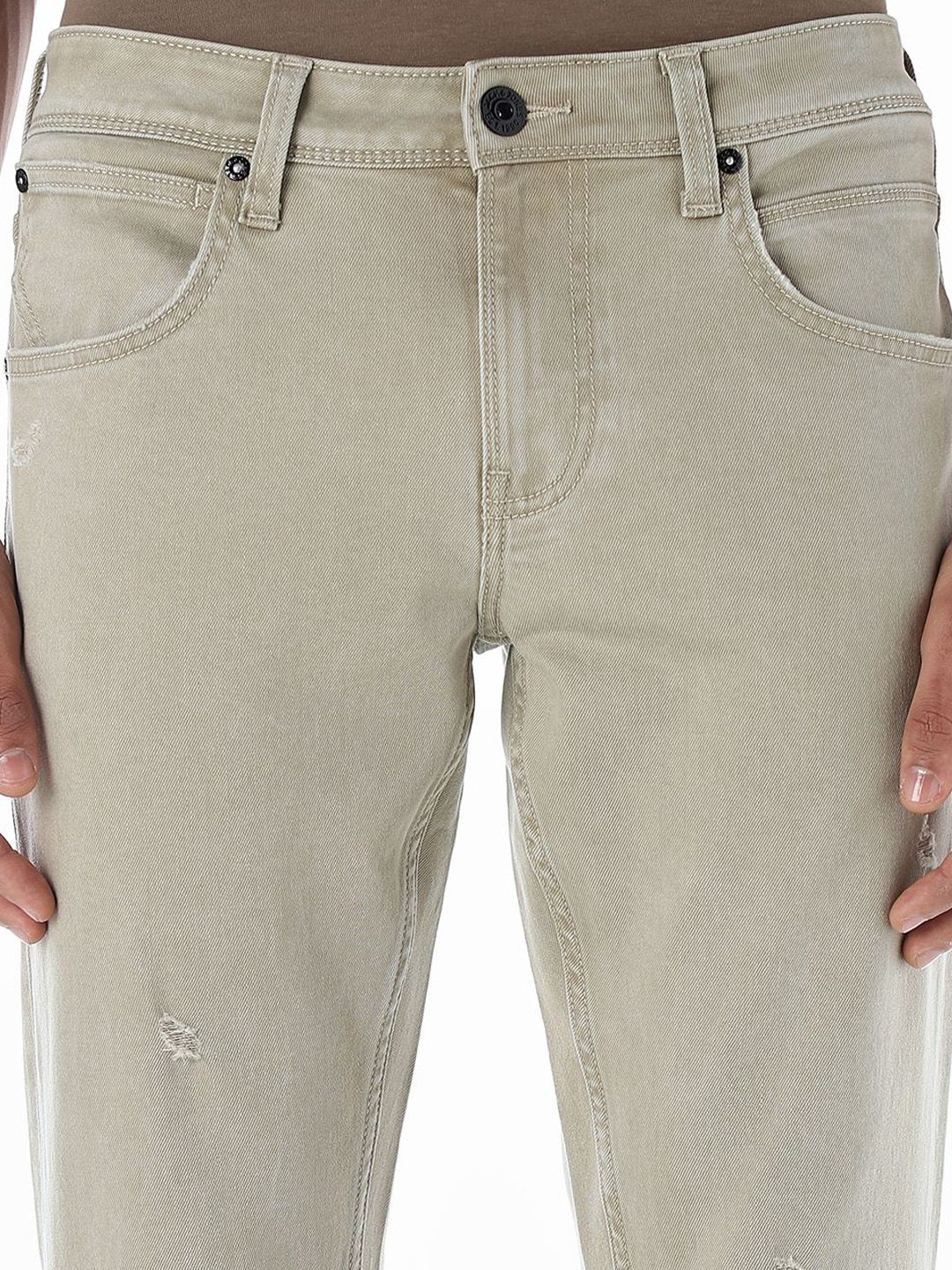 Slim Fit Low-Rise Low Distress Light Fade Stretchable Jeans