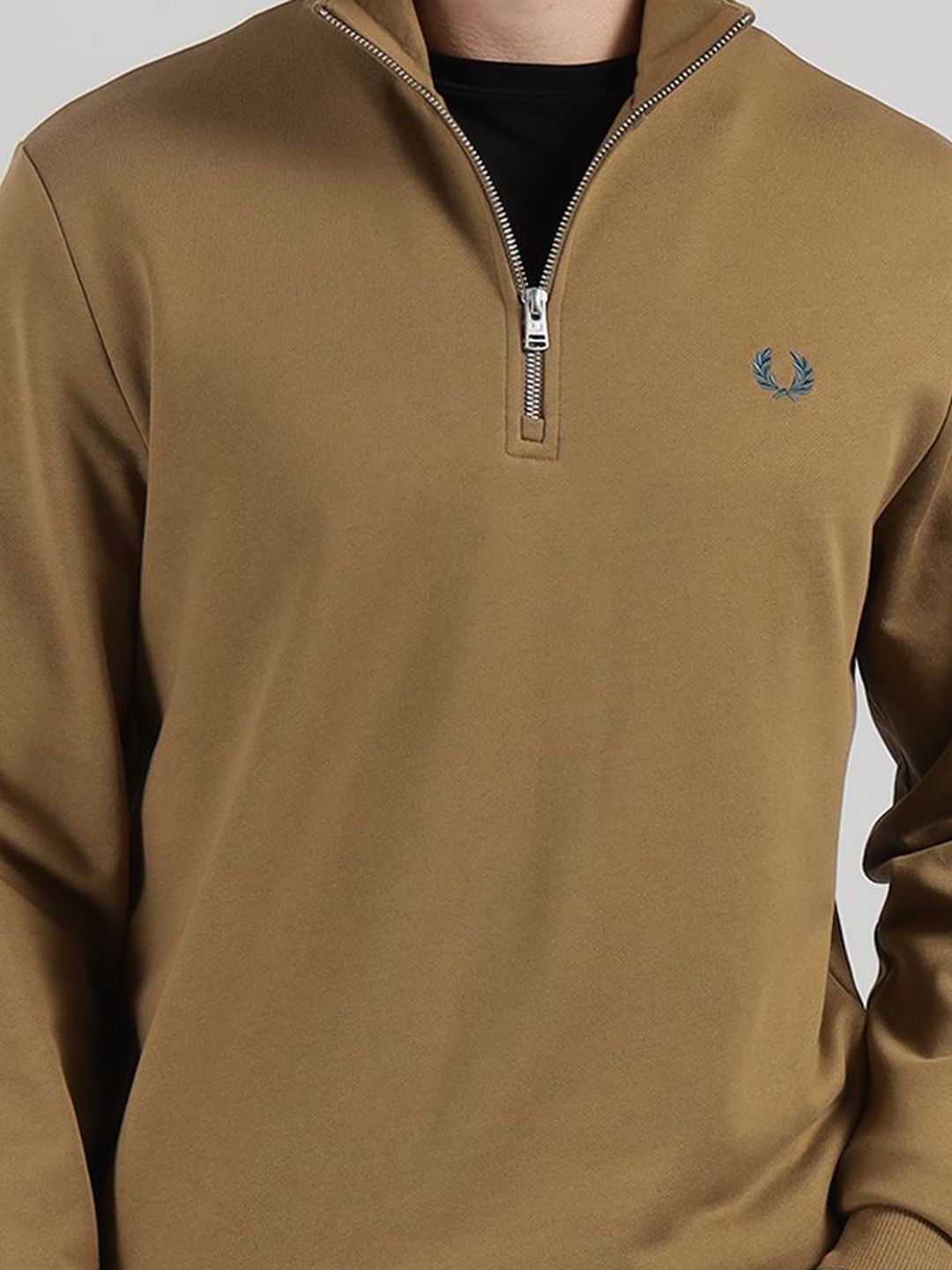 Buy Fred Perry Men Pure Cotton Half Zip Sweatshirt - Sweatshirts