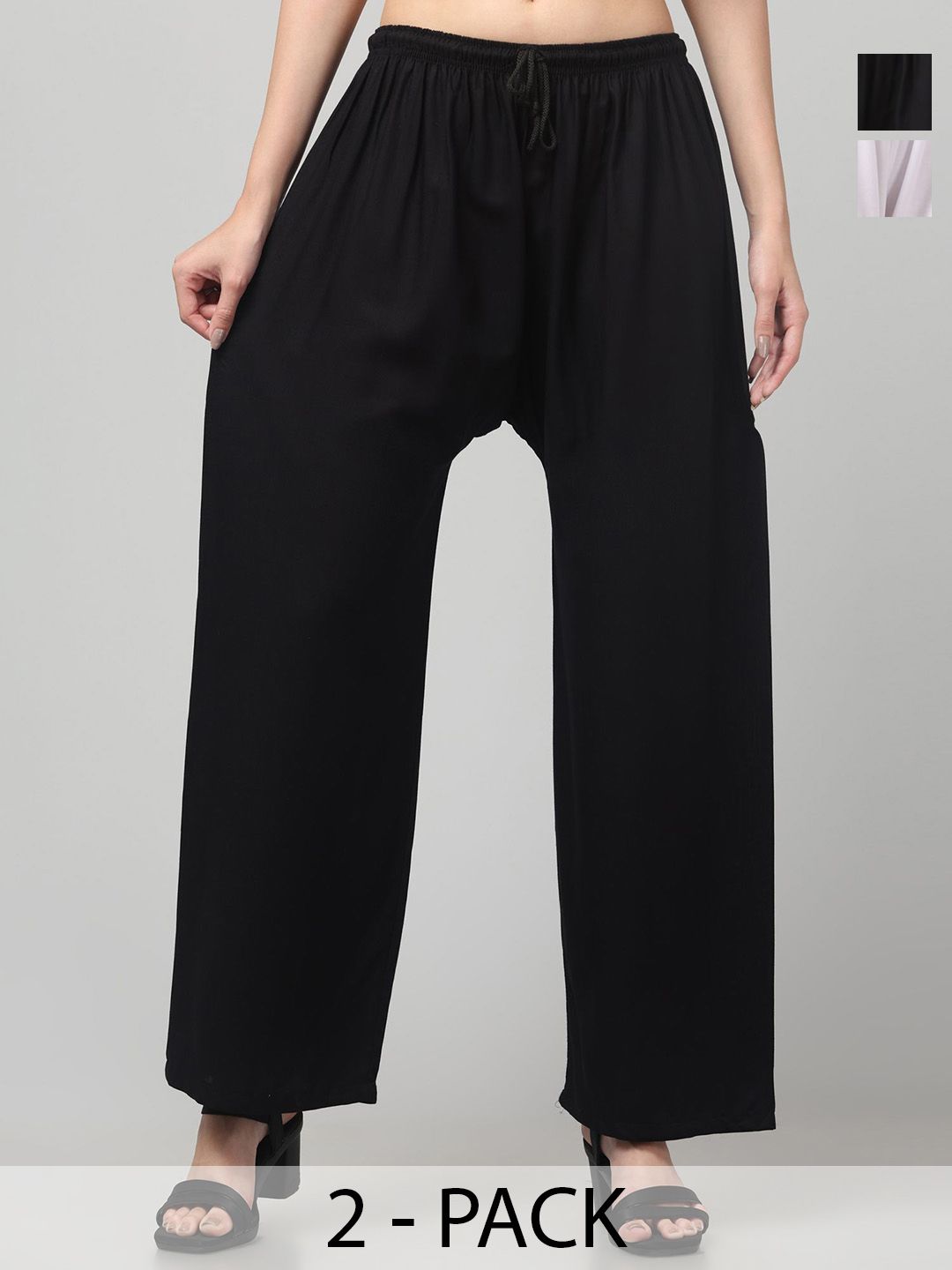 AFFLEON Women Pack of 2 Wide Leg Palazzos